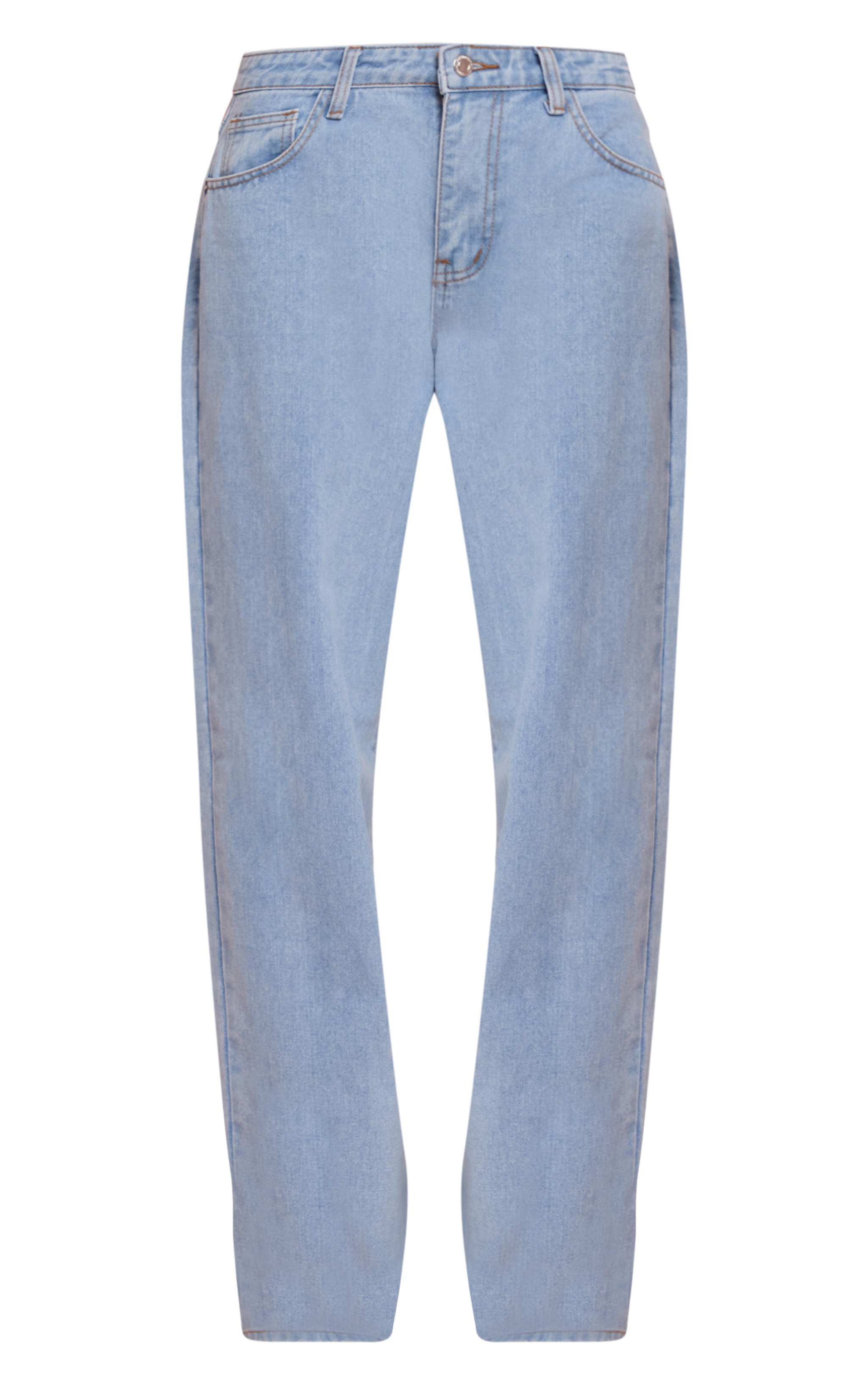 Light Blue Mid Rise Straight Leg Jeans image 5