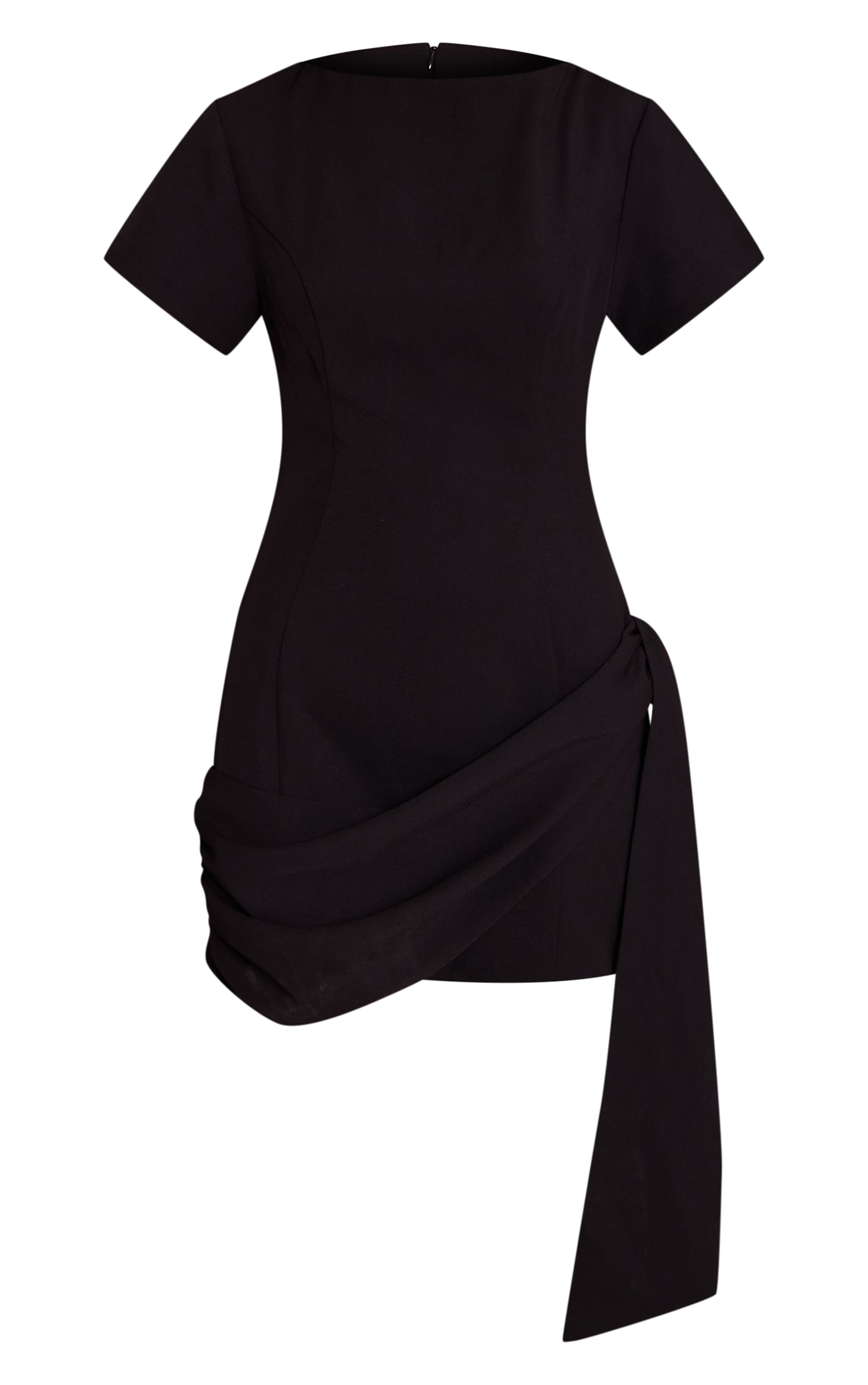 Black Tailored Woven Wrap Detail T-Shirt Dress image 5