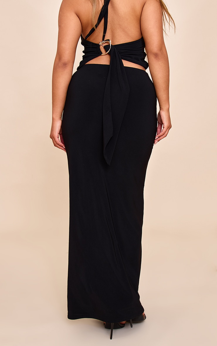 Shape Black Mid Rise Ruched Side Maxi Skirt image 3
