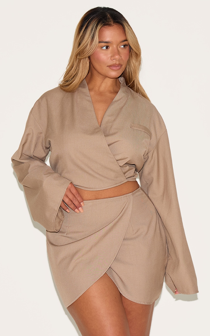 Shape Mocha Tailoring Wrap Over Mini Skirt image 1