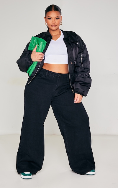 Plus Black High Waist Faded Boyfriend Jeans