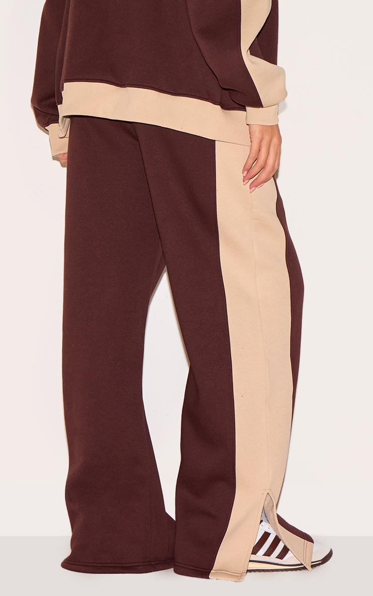 Chocolate Wide Leg Color Block Split Hem Sweatpants image 3