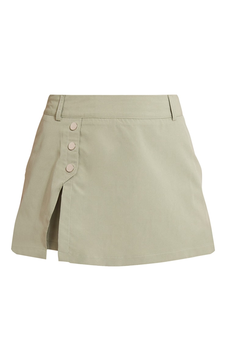 Sage Green Woven Button Detail Mini Skort image 6