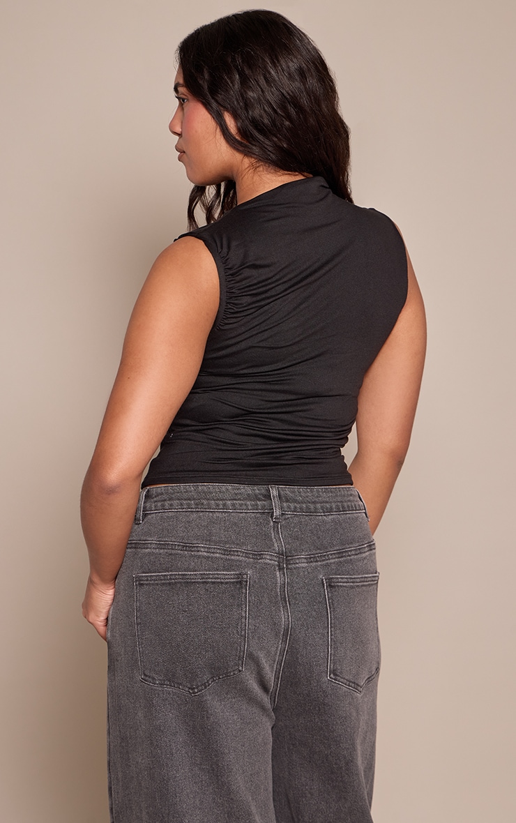 Shape Black Super Soft Ruched Off The Shoulder Top image 2