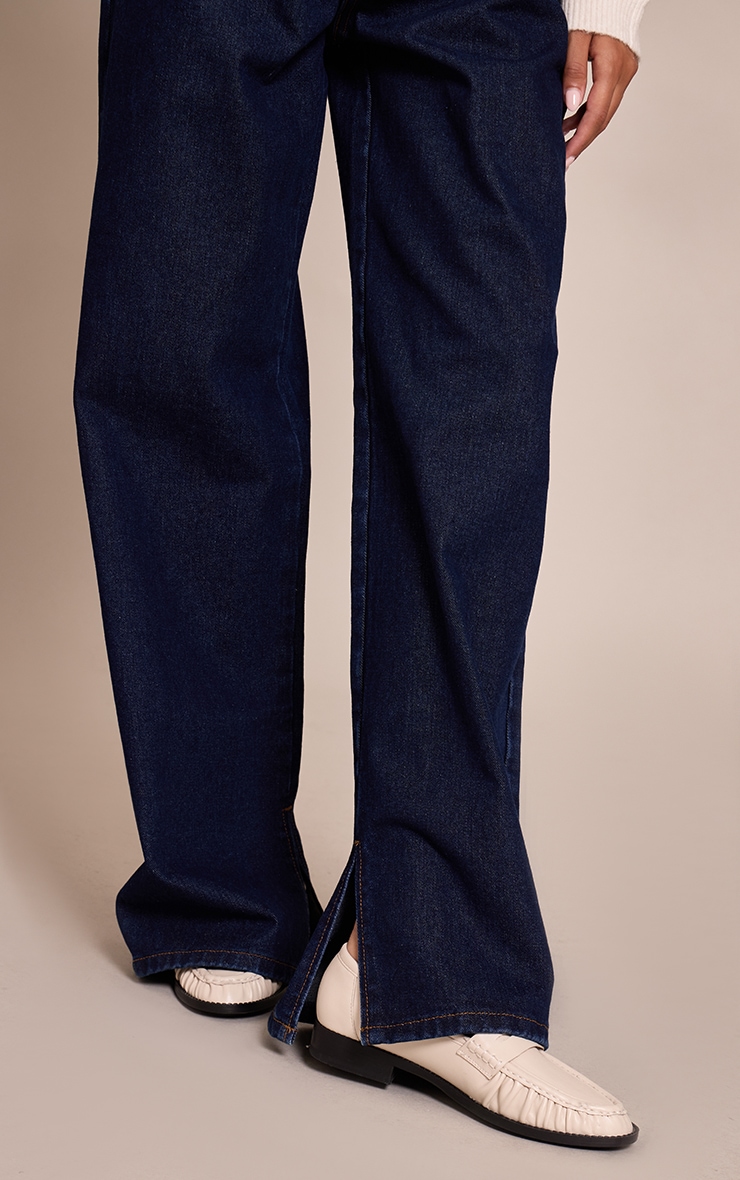 Indigo High Rise Split Hem Boyfriend Jeans image 4