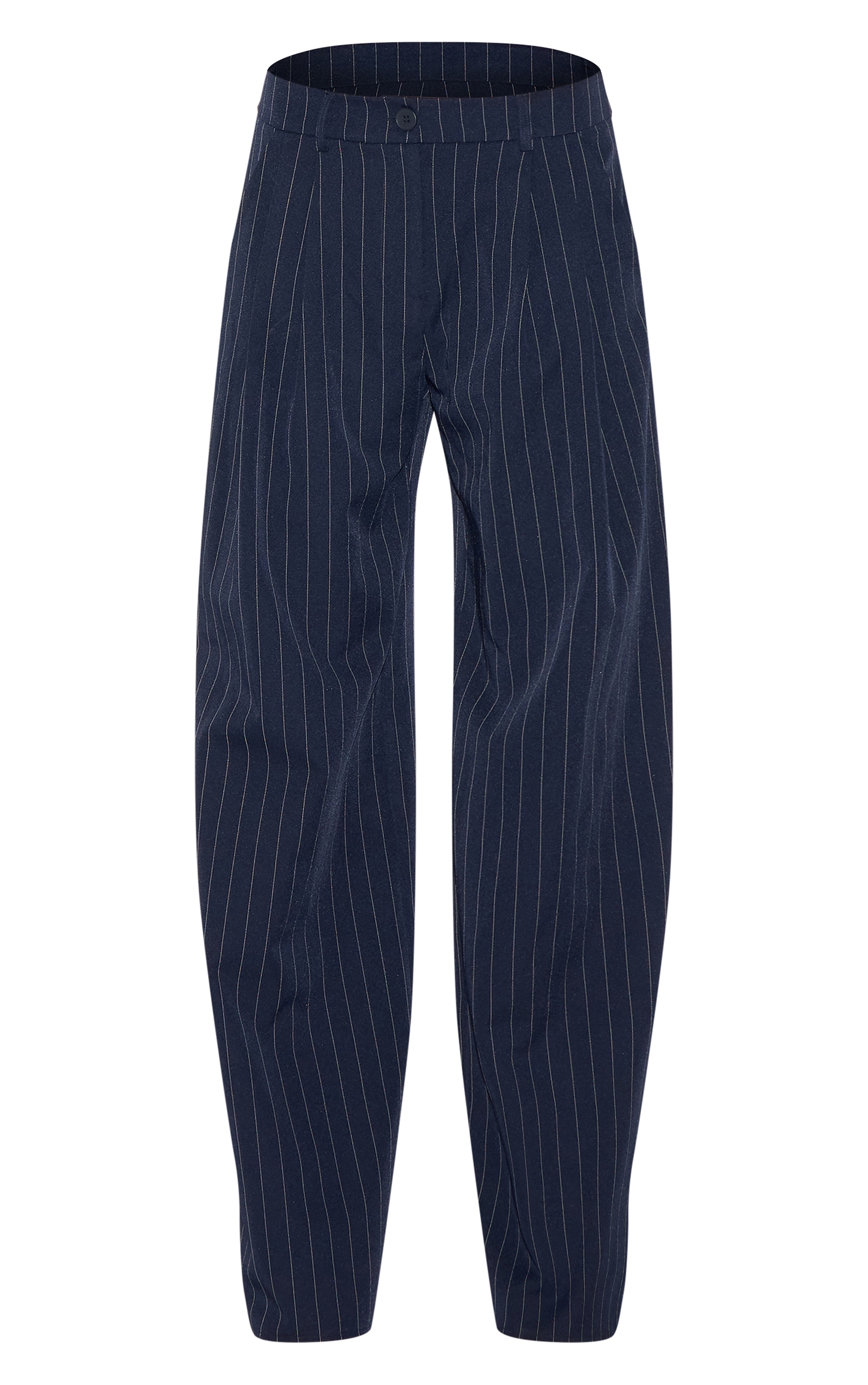 Dark Blue Tailored Woven Stripe Mid Rise Wide Leg Pants image 5