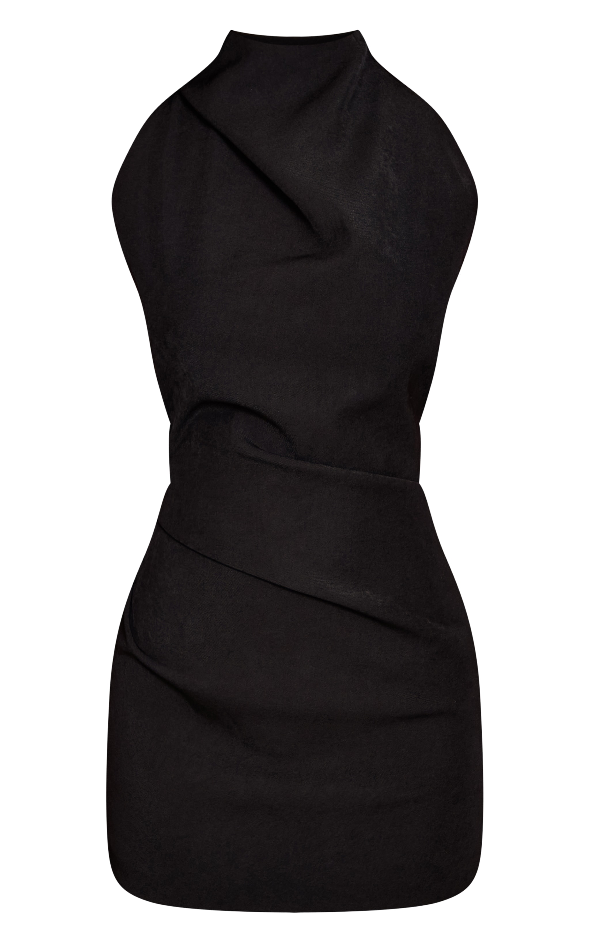 Petite Premium Black Woven Tie Halter Neck Dress image 5
