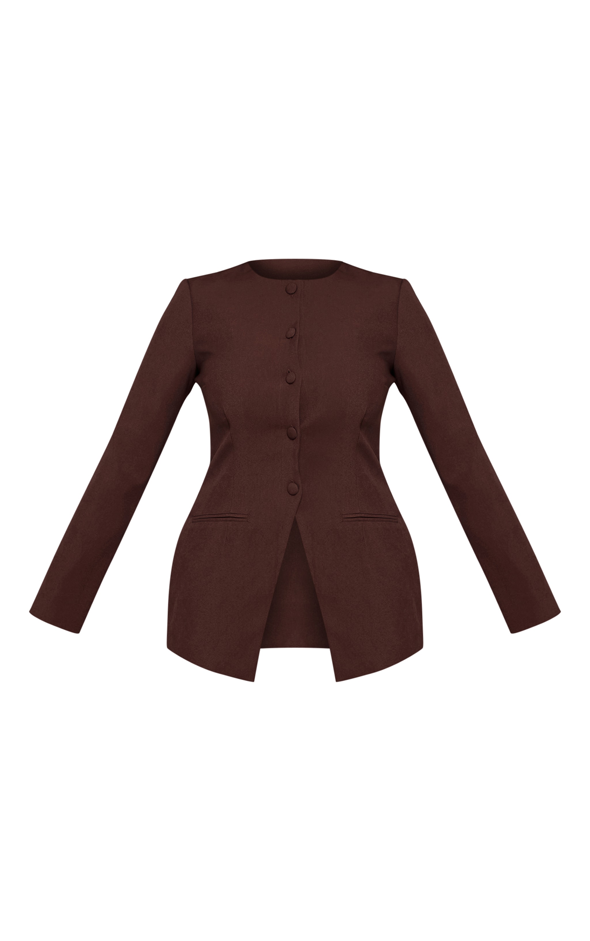 Shape Dark Chocolate Button Front Blazer Playsuit image 5