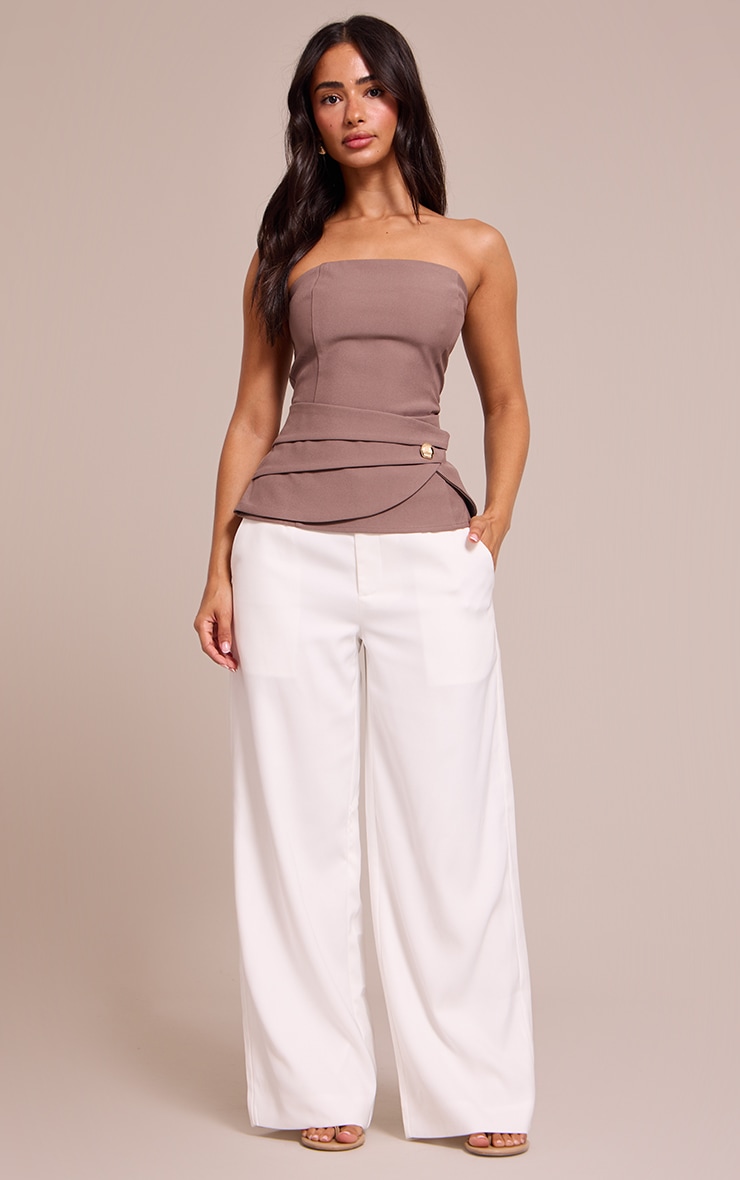 Petite Taupe Trim Detail Asymmetric Bandeau Top image 3