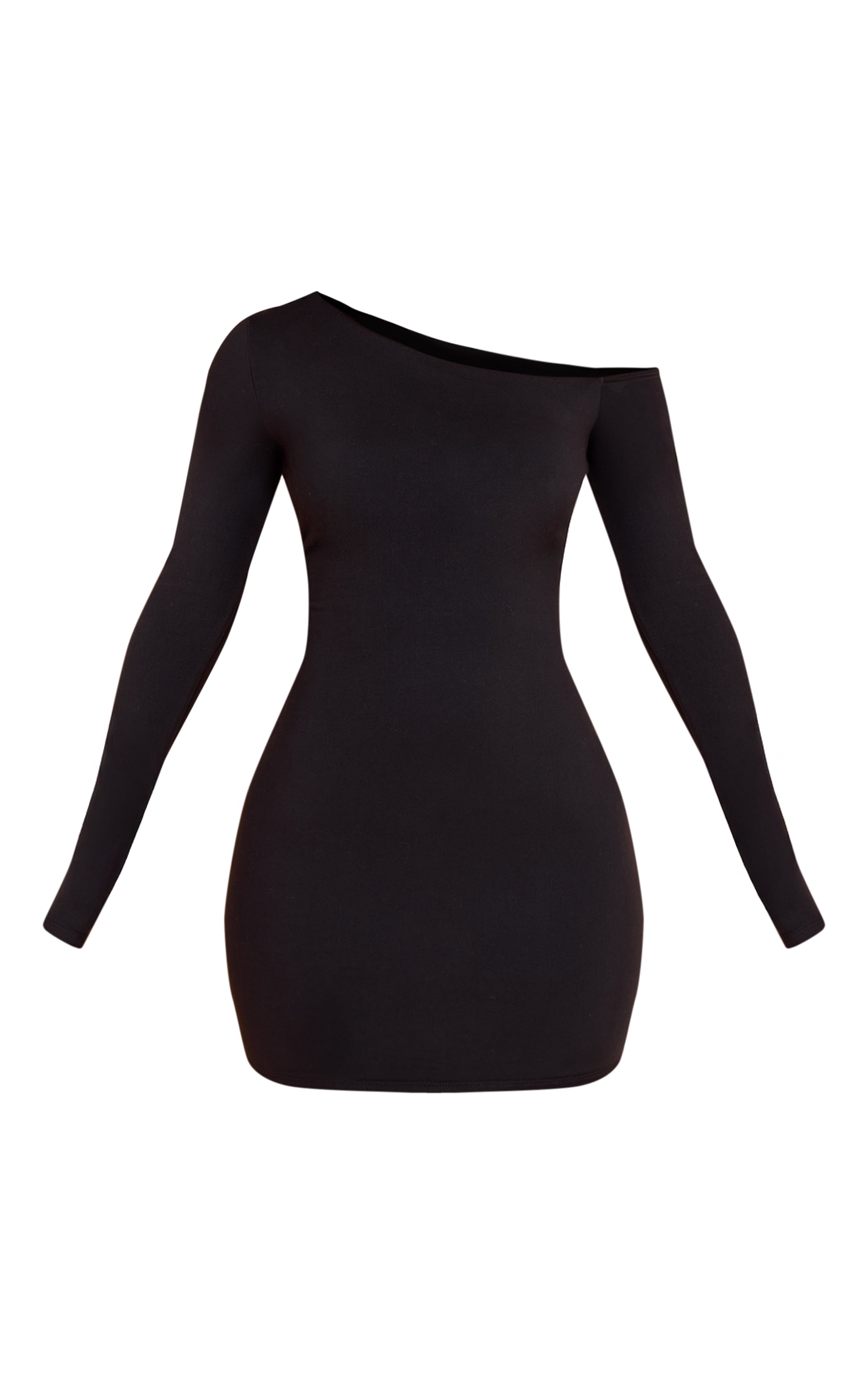 Petite Black Soft Touch Jersey Asymmetric Bodycon Dress image 5