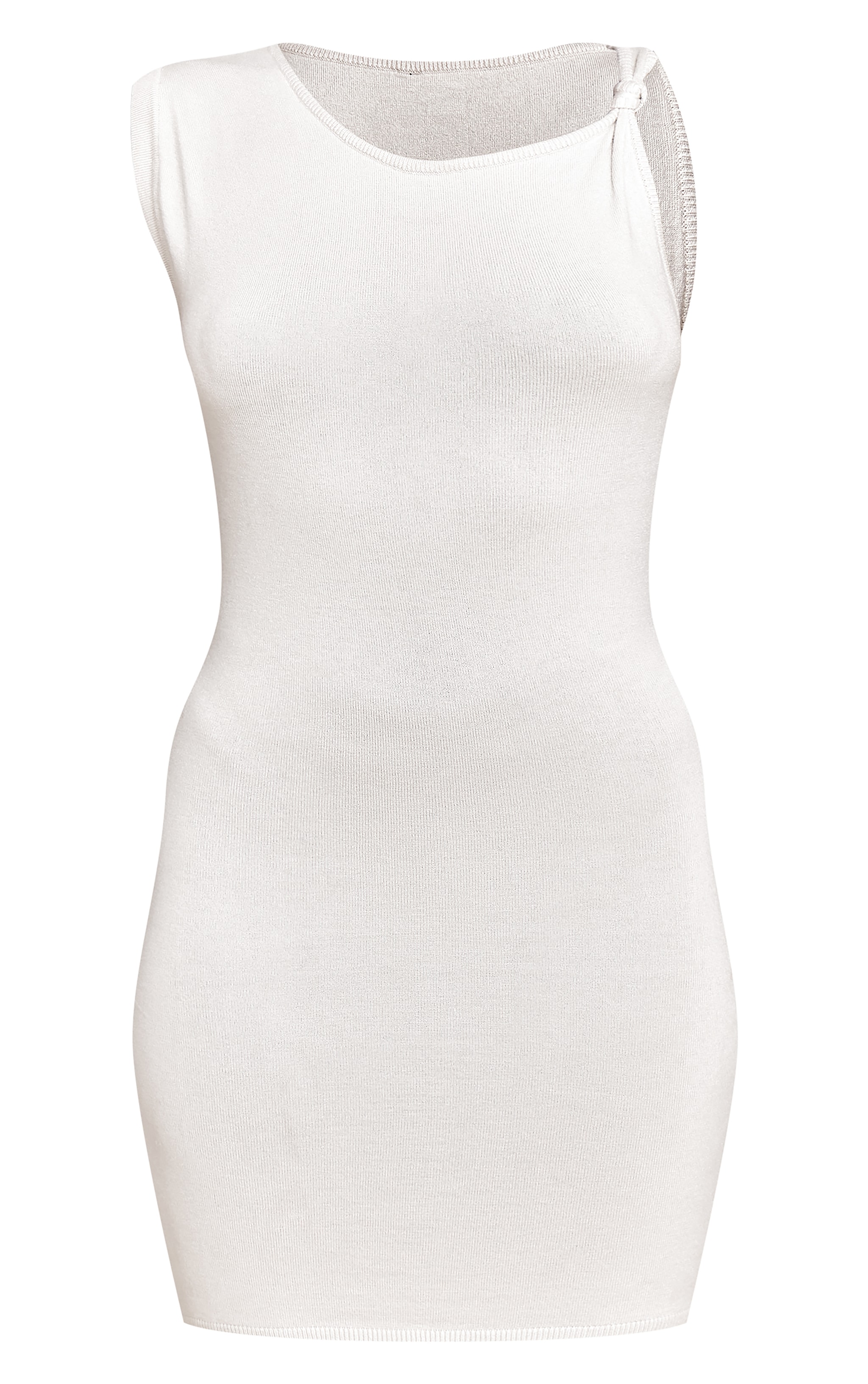 Mini robe en maille tricot avoine à détail noué asymétrique image 5