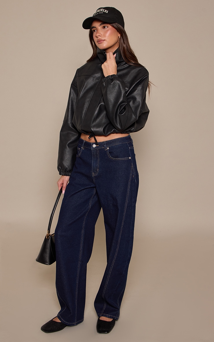 Indigo Mid Rise Stretch Barrel Jeans image 2