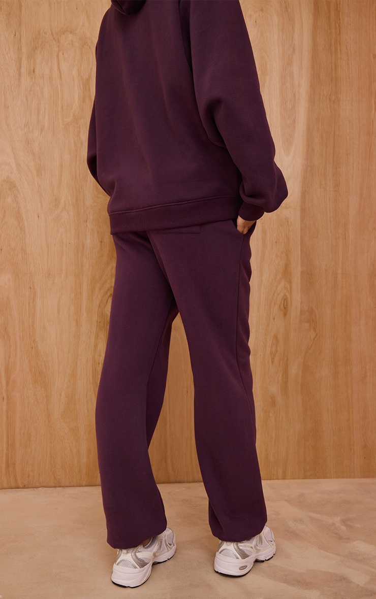 Plum Cotton Fleece Cuffed Sweat Pants image 3