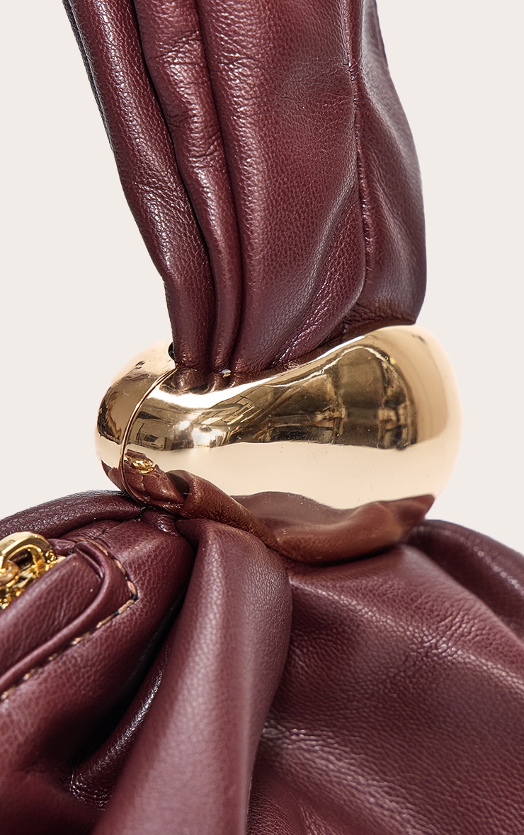 Premium Chocolate Soft Pu Gold Handle Hand Bag image 5