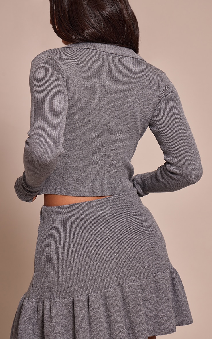 Petite Charcoal Knitted Pleated Mini Skirt image 3