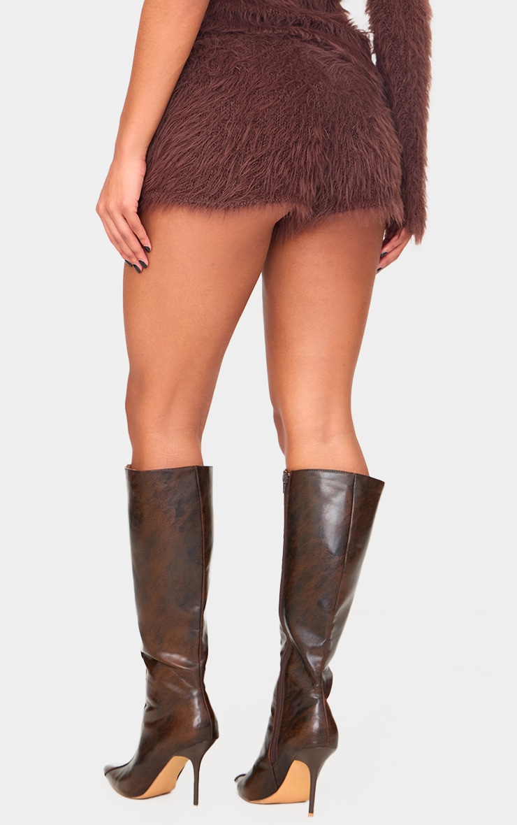 Chocolate Fluffy Knit Hot Pants image 3