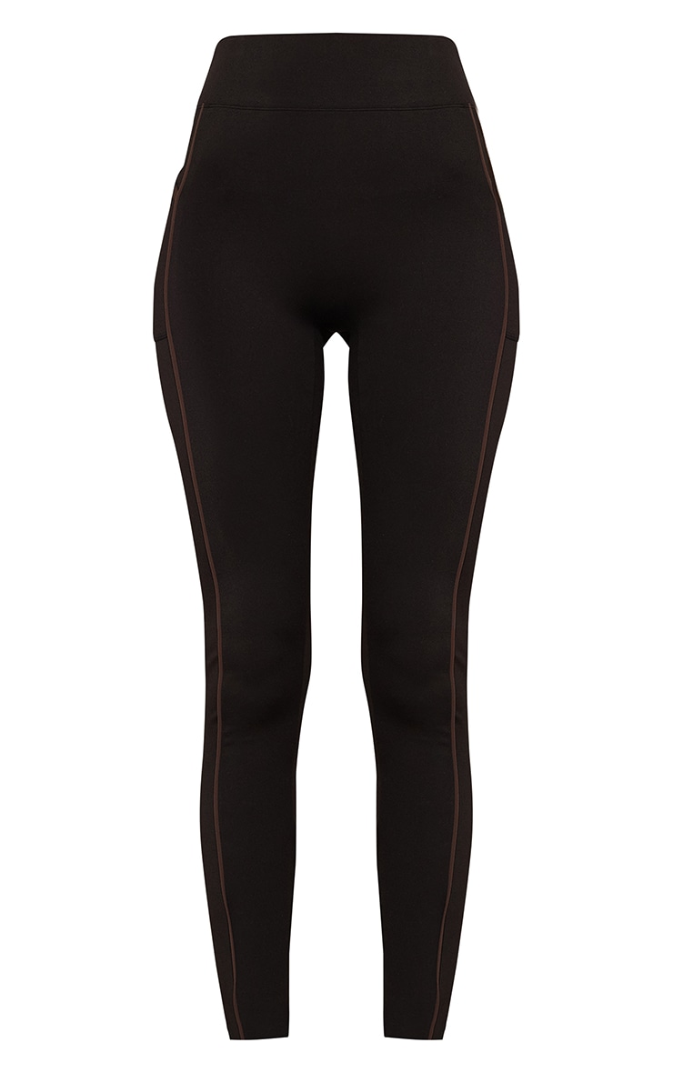 Tall Black PLT Tab Pocket Front Contrast Seam Gym Legging image 5