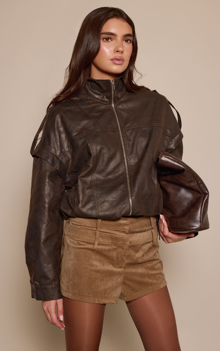 Brown Corduroy Double Waistband Hot Pants image 4