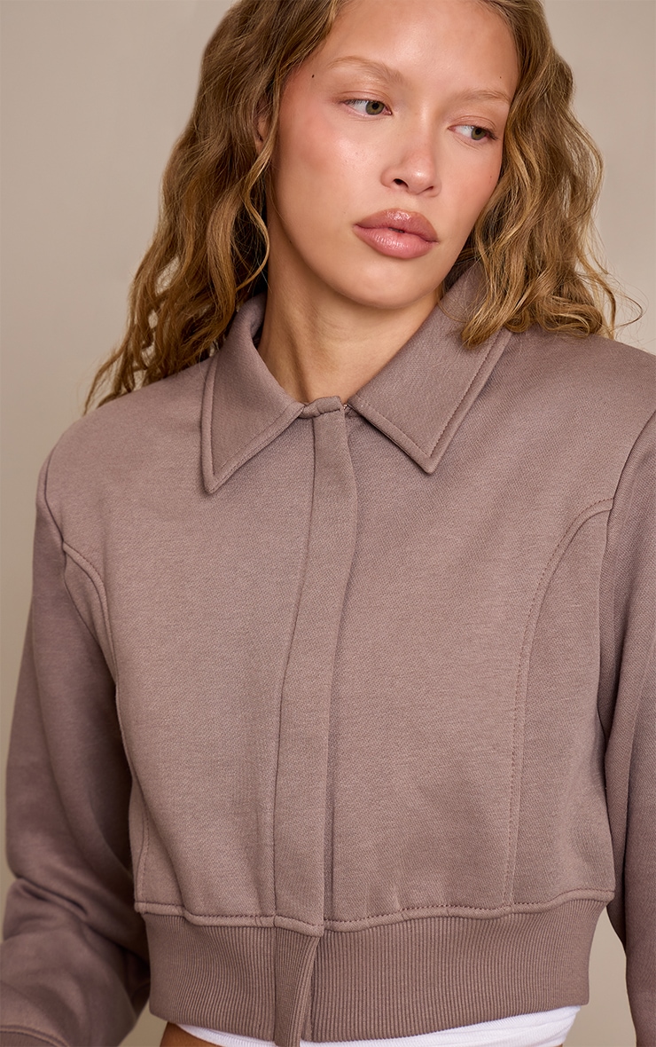 Mushroom Collared Zip Up Sweat Jacket image 4