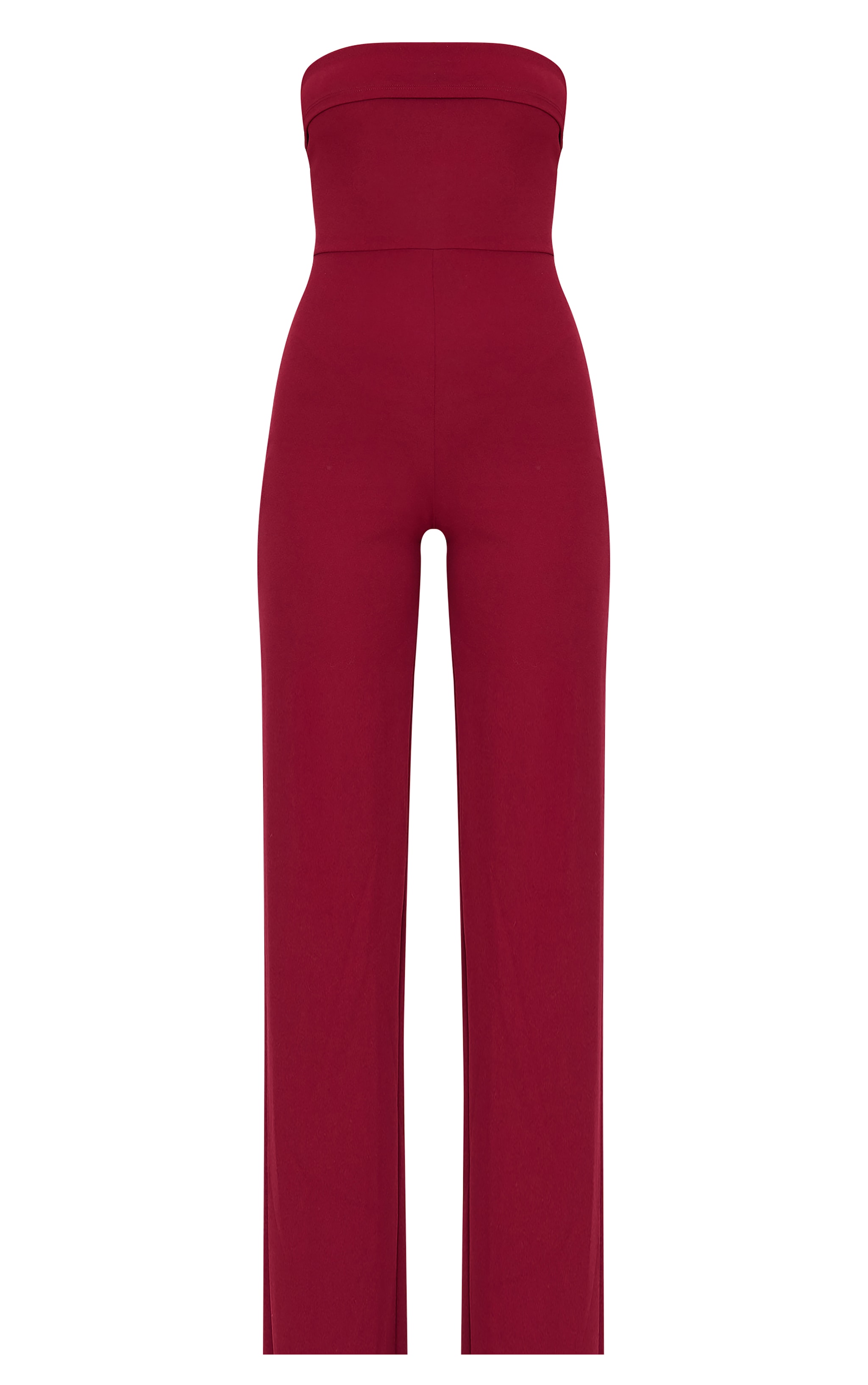 Burgundy Crepe Fold Over Detail Wide Leg Jumpsuit image 5