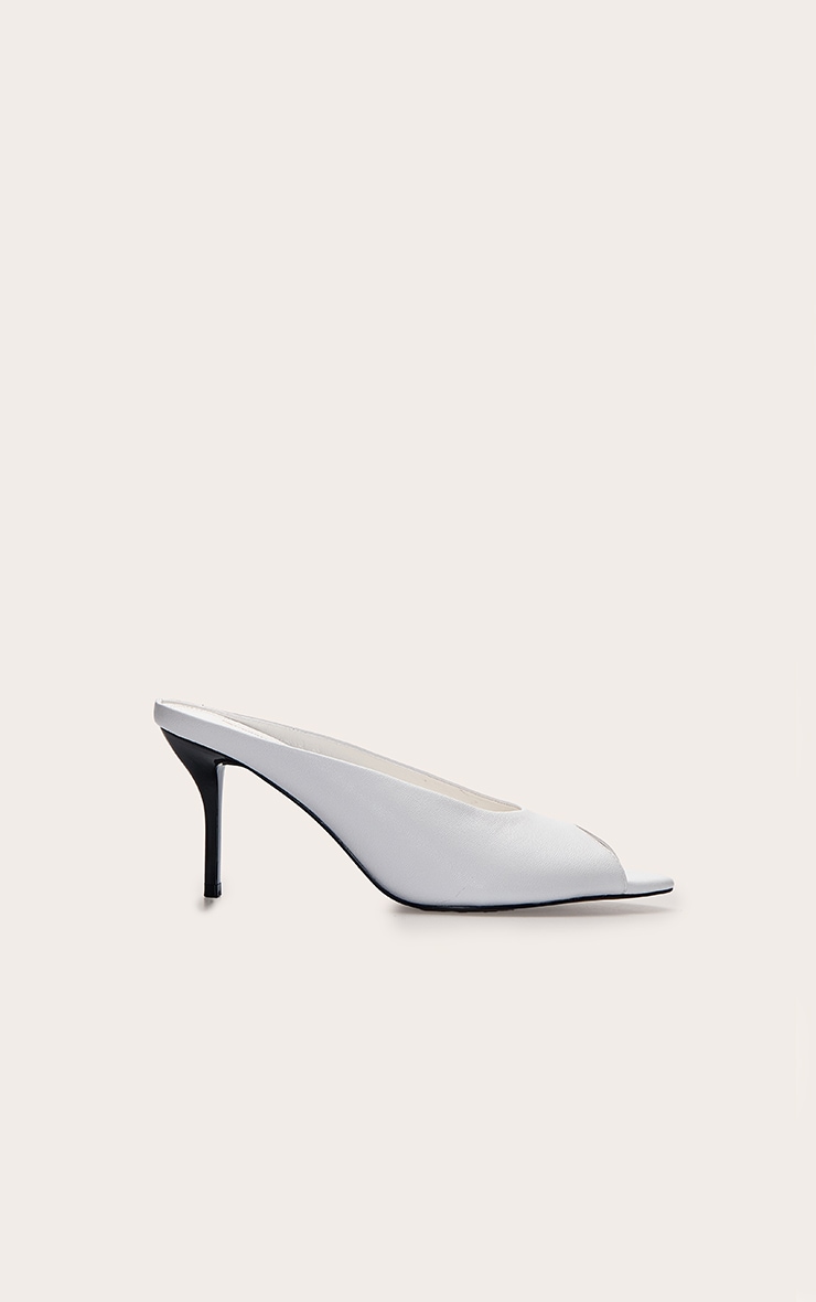 White Peep Toe Heeled Mules image 2