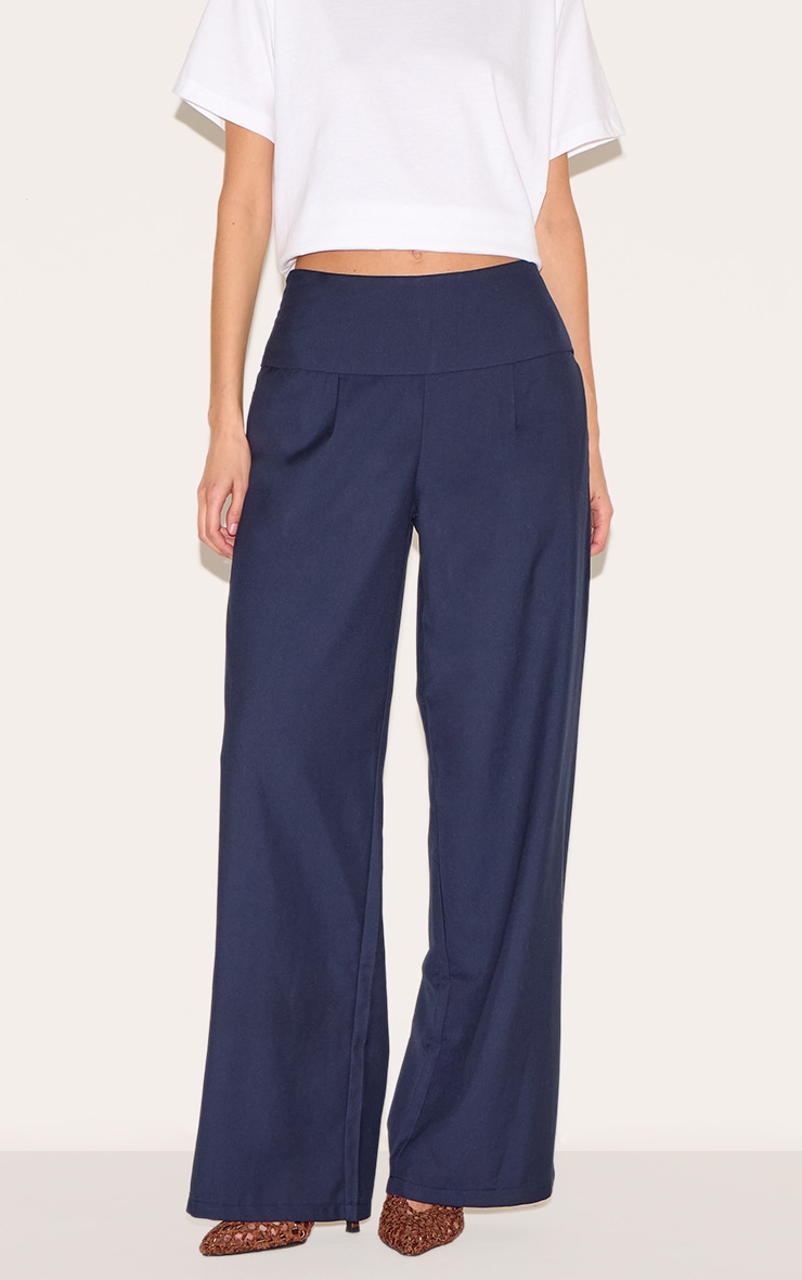 Indigo Blue Tailored Foldover Trousers | Bottoms