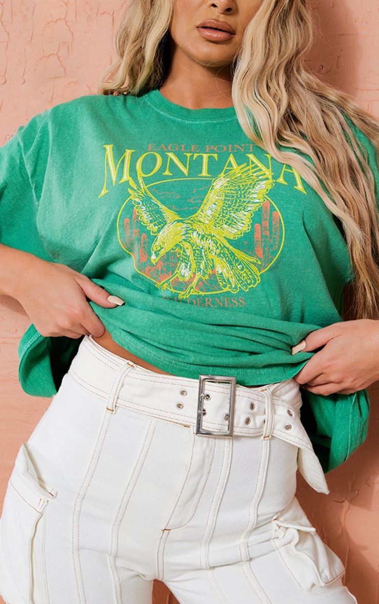 Bright Green Montana Logo Oversized Washed T Shirt image 4