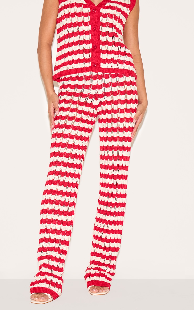 Petite Red Stripe Knitted Pants image 2