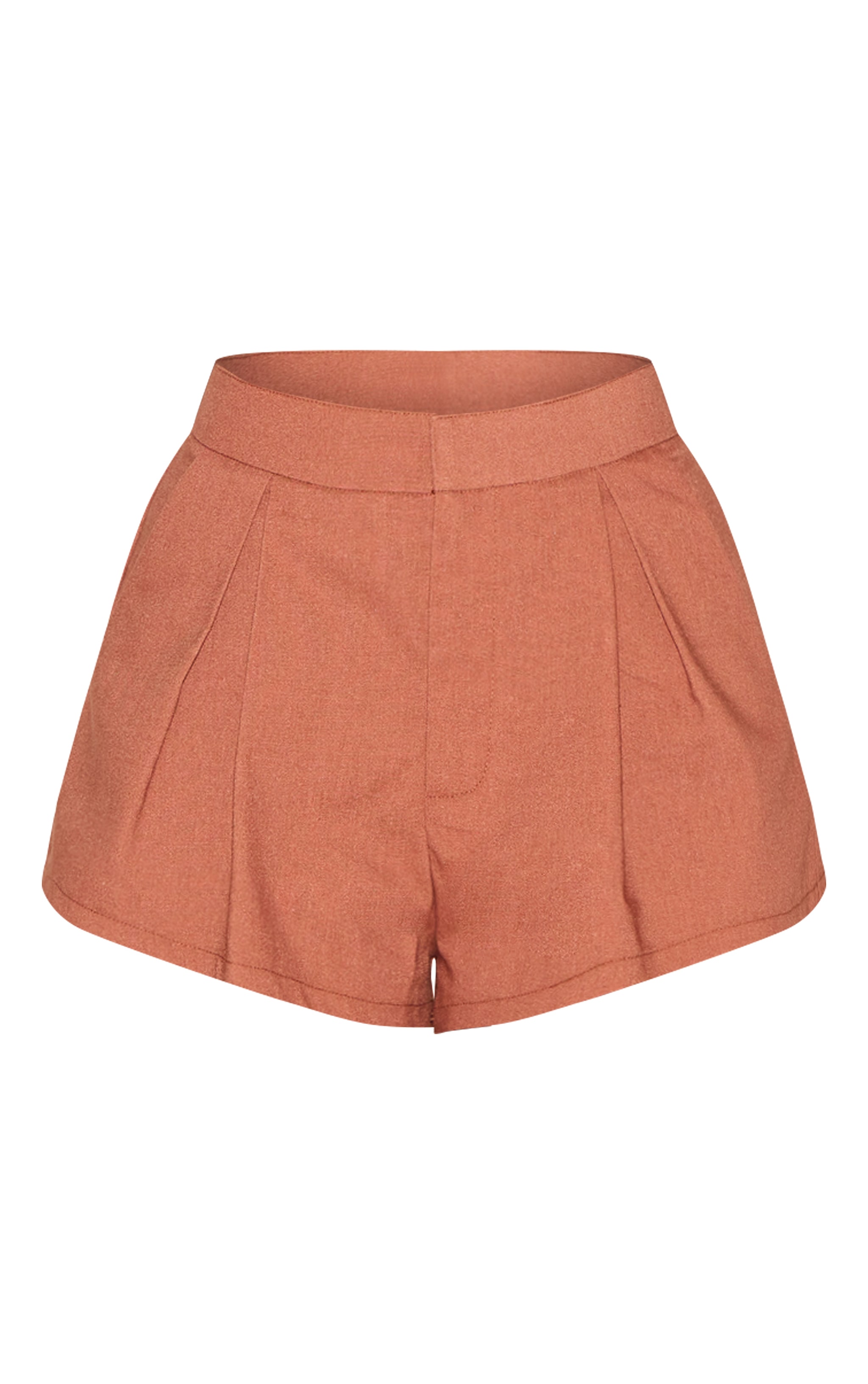 Short de tailleur en effet lin tissé rouille image 6