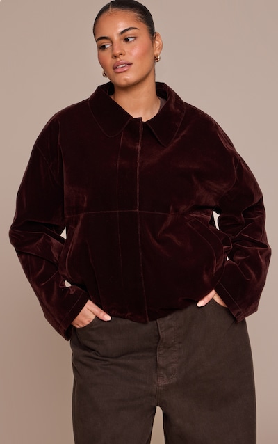 Plus Chocolate Velvet Bomber Jacket