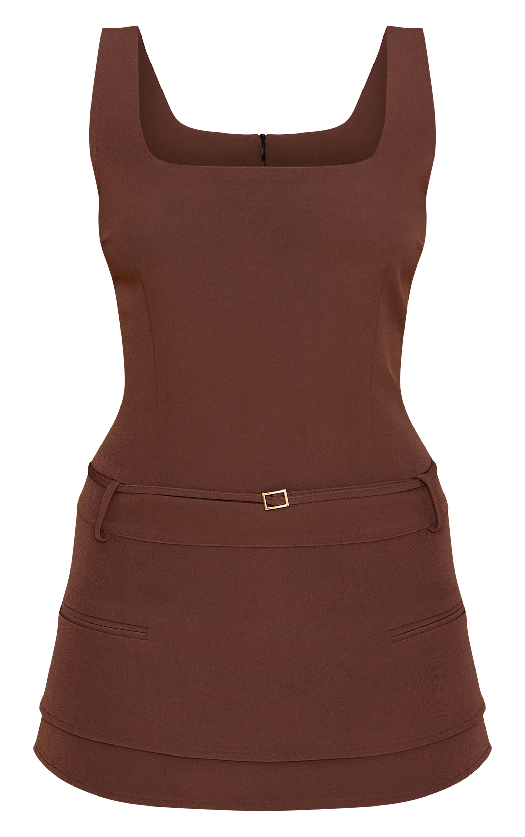 Combishort jupe-short tissé taupe à ceinture image 5