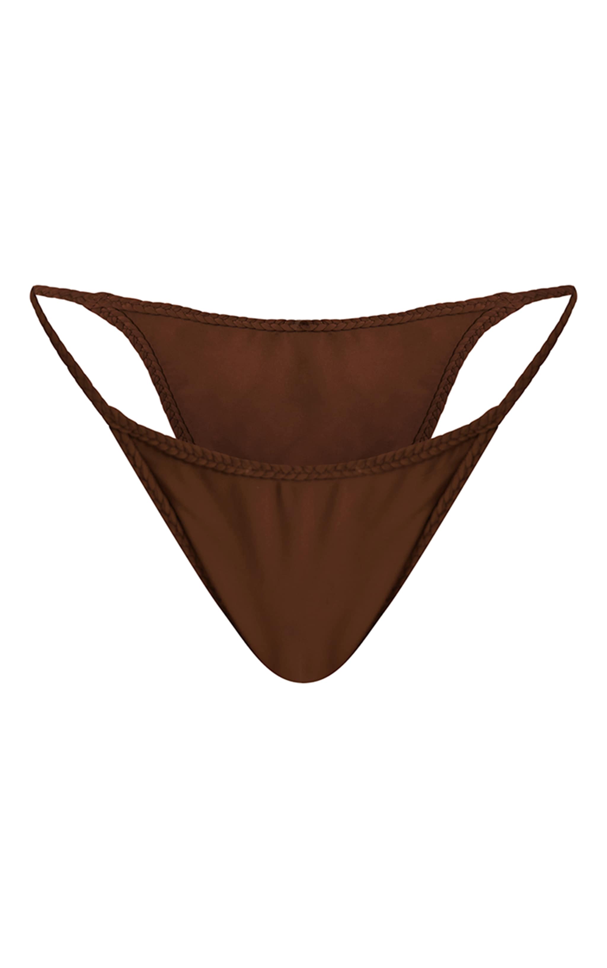 Chocolate Plait Binding Tanga Bikini Bottoms image 5