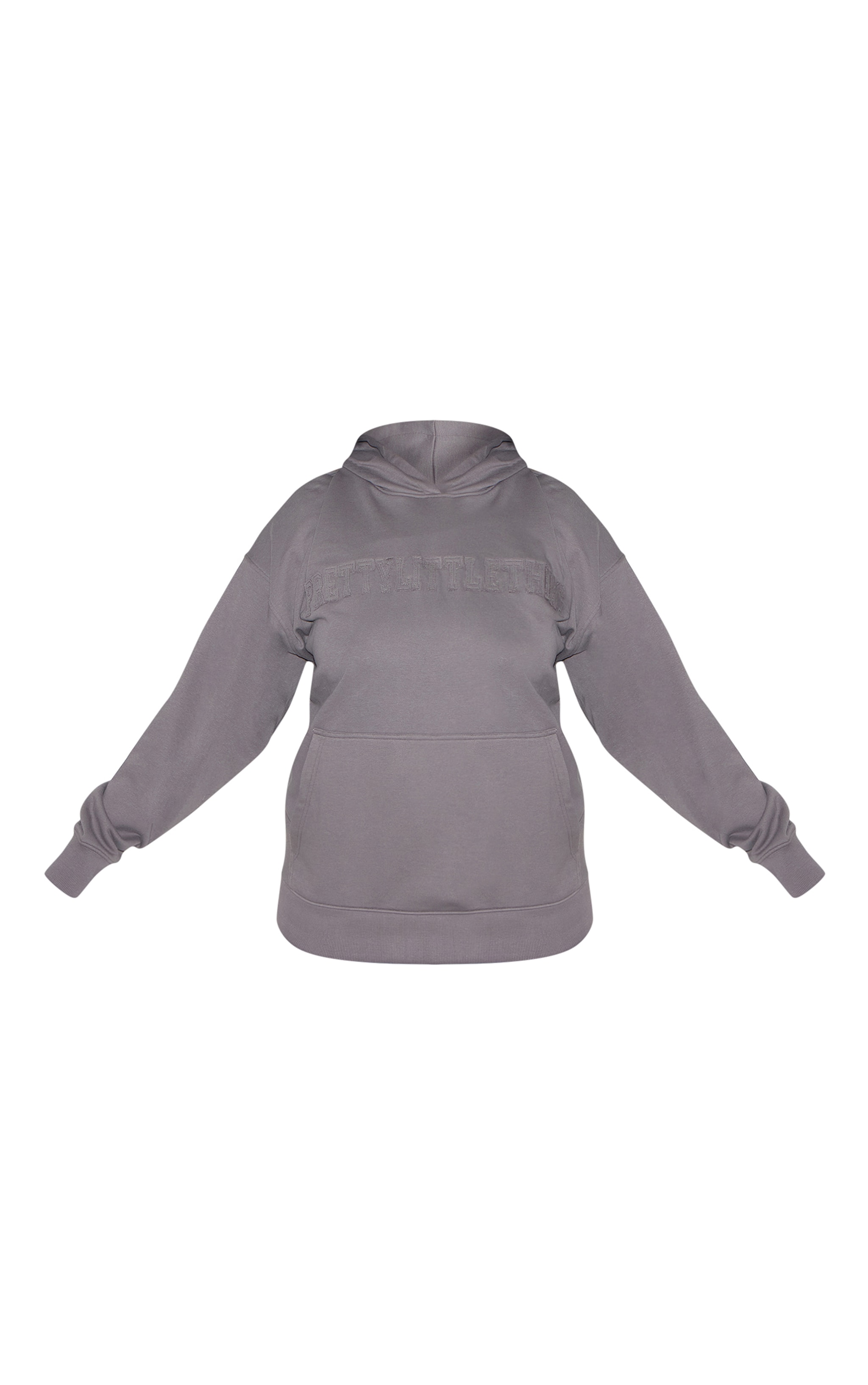 PRETTYLITTLETHING Plus Charcoal Applique Hoodie image 5