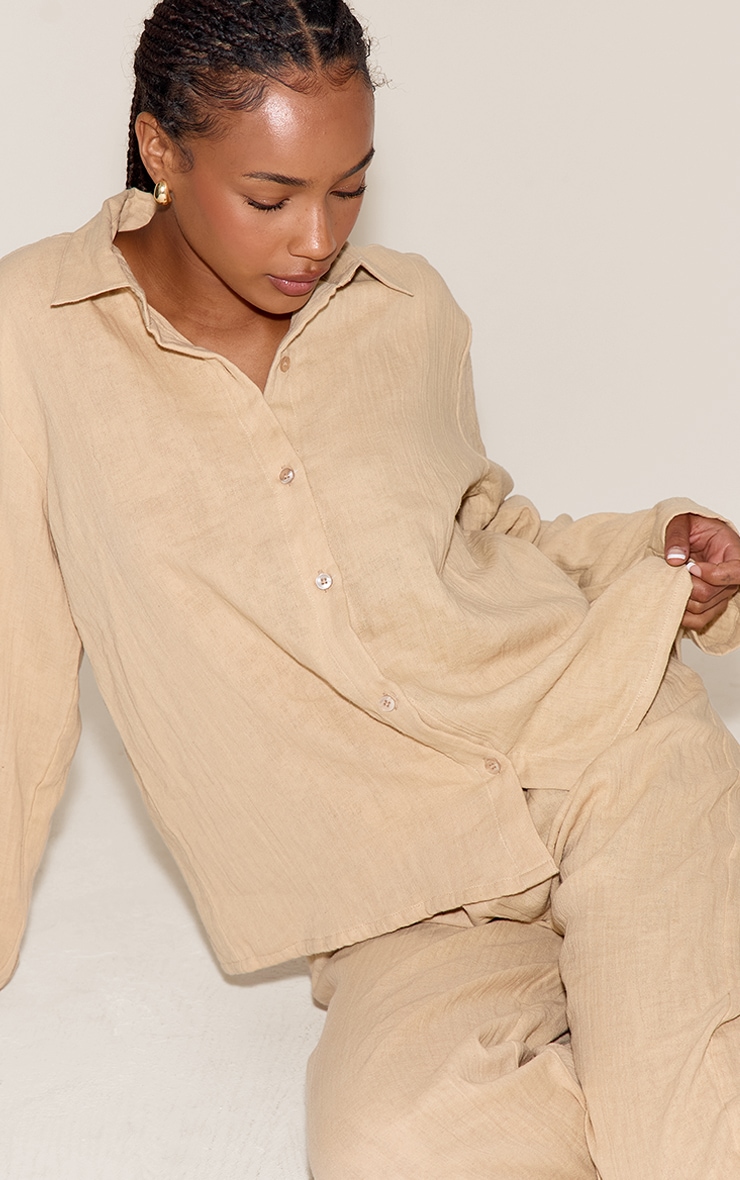 Petite Sand Gauze Long Sleeve Long Pj Set image 4