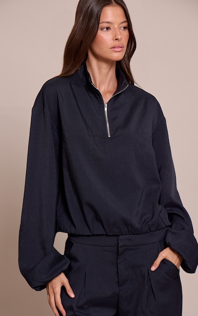 Navy Quarter Zip Tailored Jacket