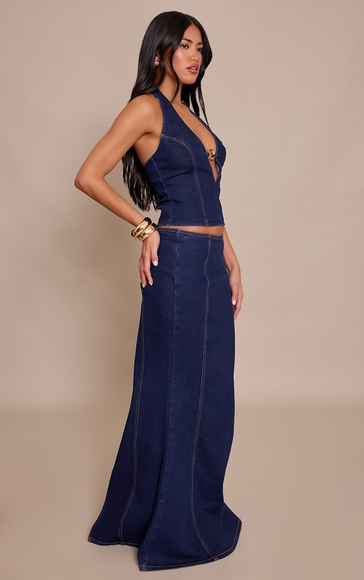 Indigo Fishtail Style Denim Maxi Skirt  image 2