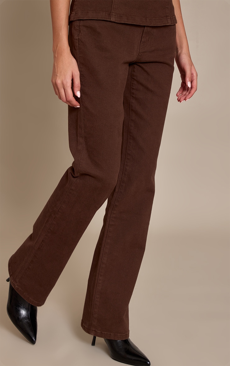 Brown Stretch Denim Flares image 2
