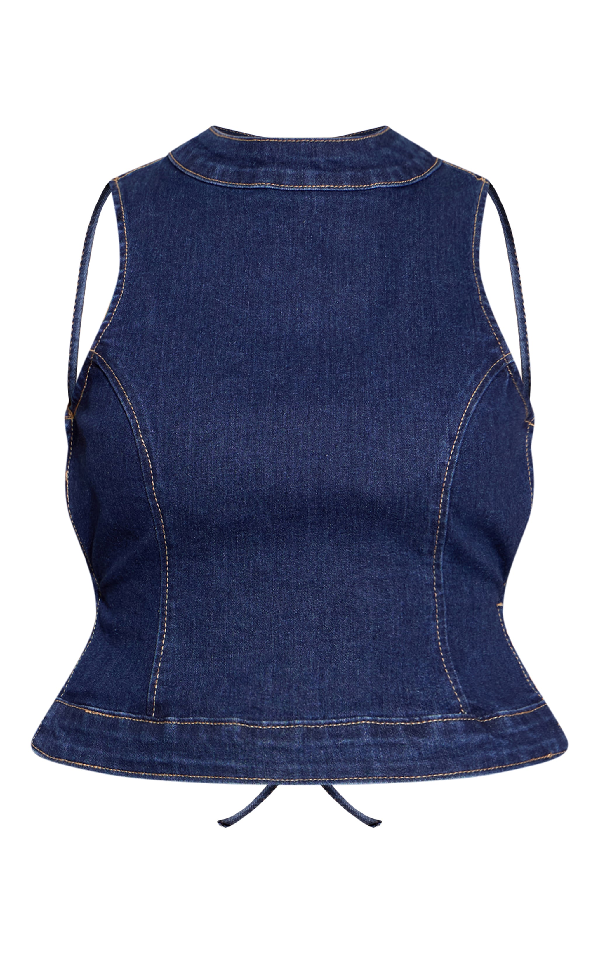 Petite Top en jean indigo à dos nu image 5