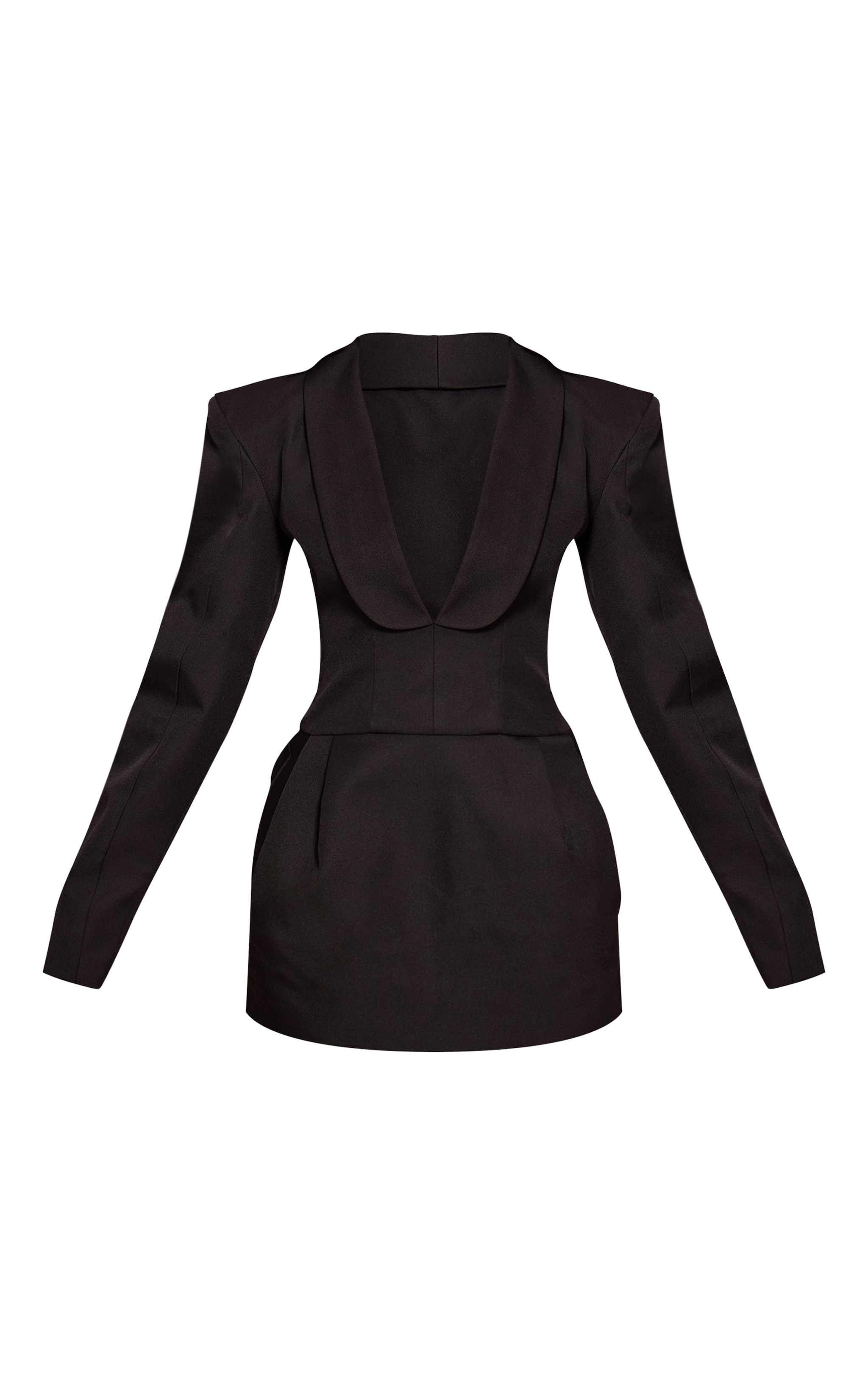 Petite Black Cinched V-Neck Blazer Dress image 5
