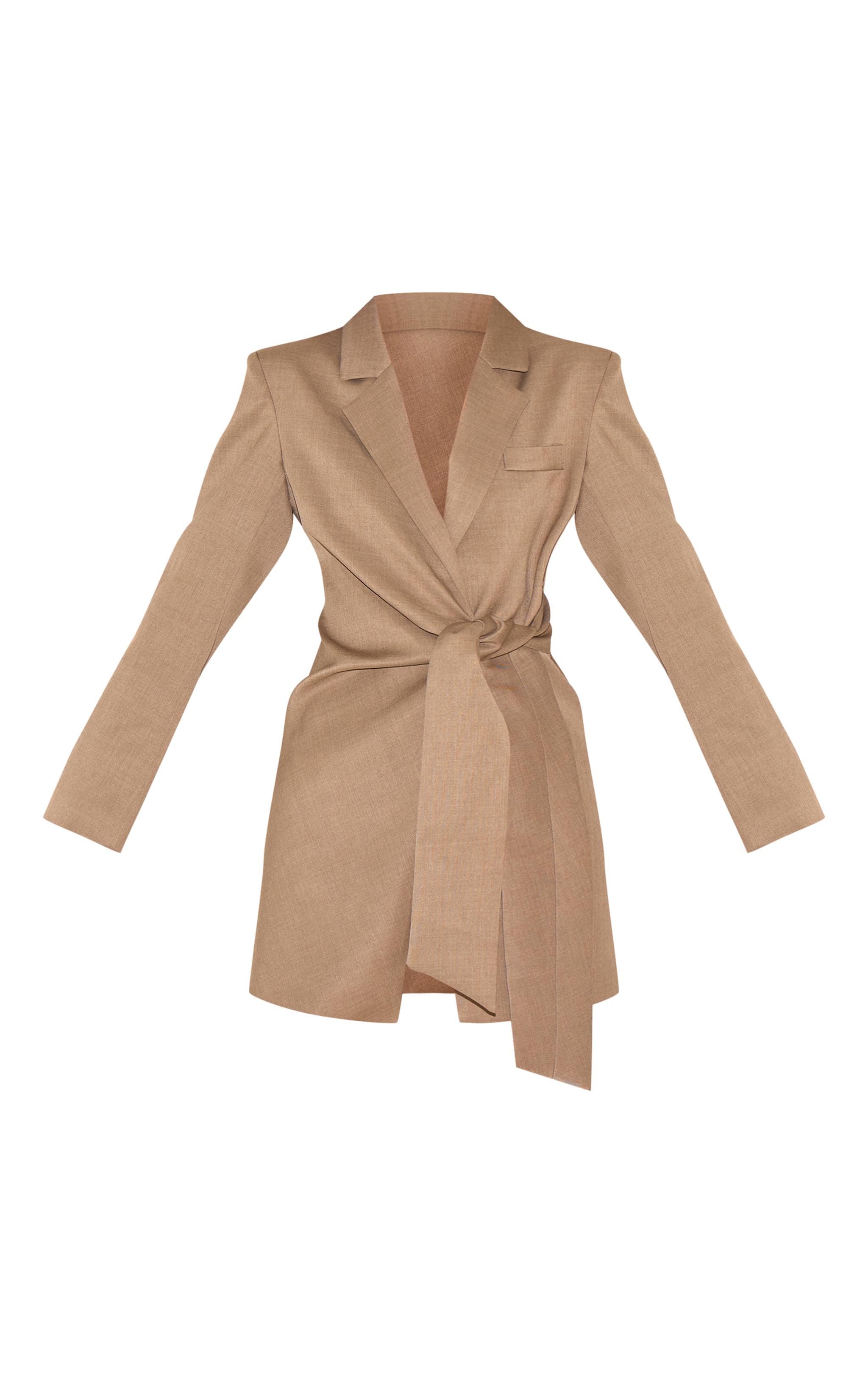 Mushroom Woven Blazer Side Tie Mini Dress image 5