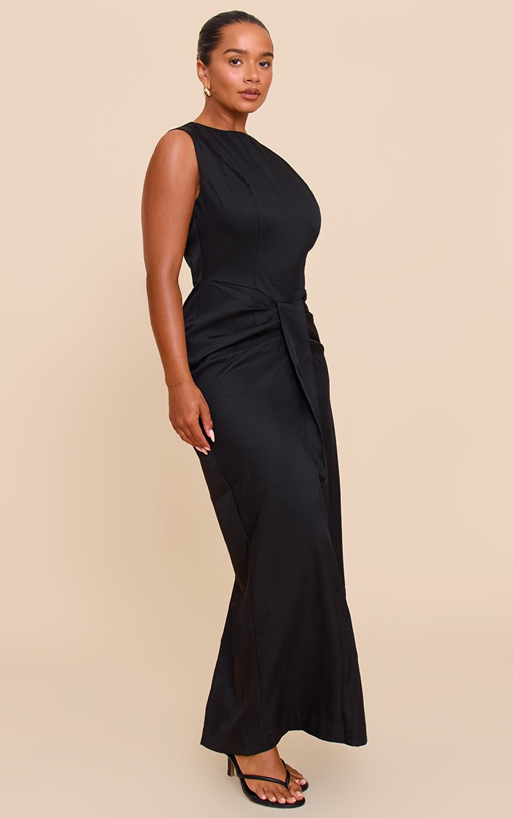 Shape Black Woven Pleat Waist Maxi Dress image 3