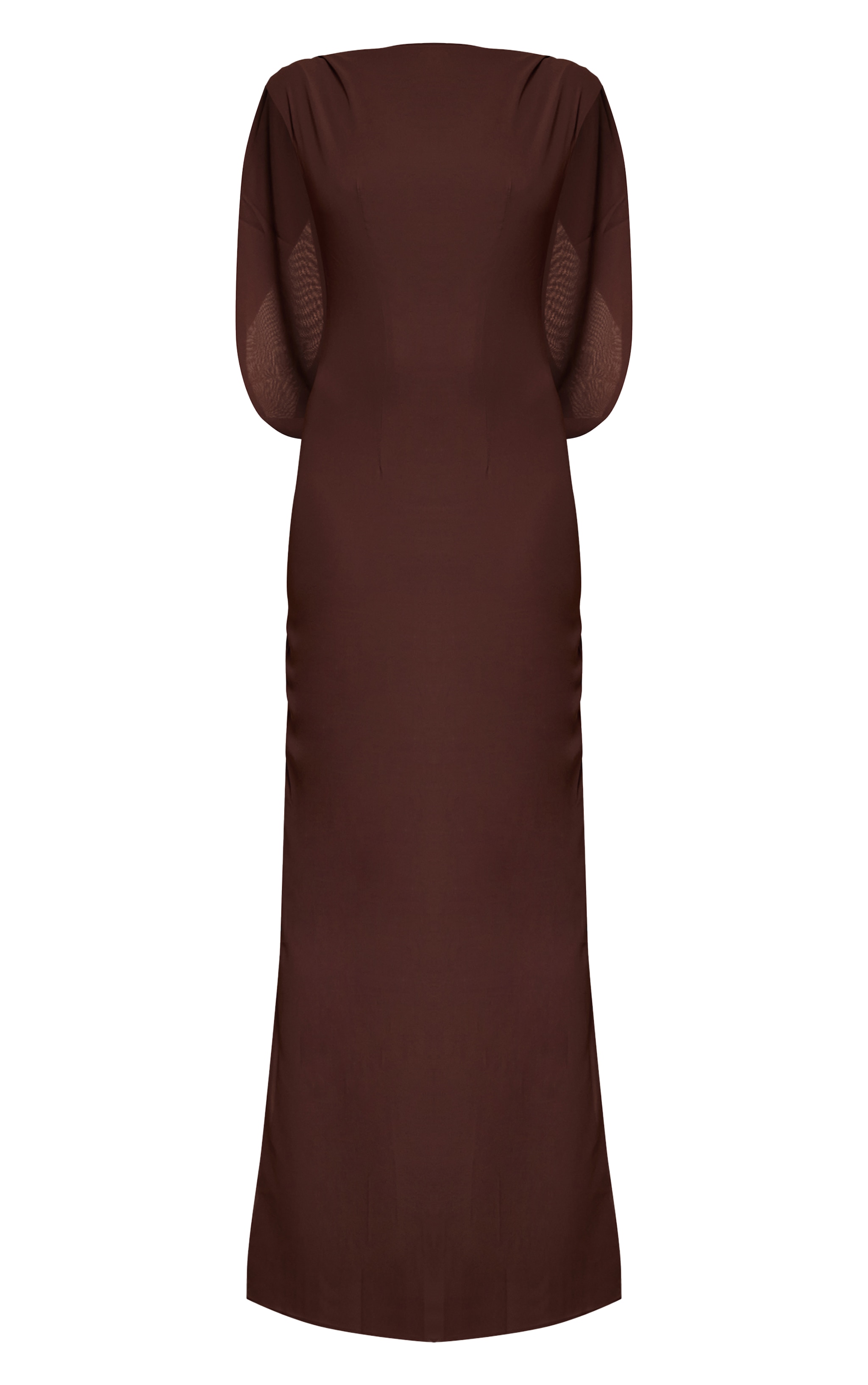 Chocolate Boat Neck Back Cowl Trim Detail Maxi Dress image 5