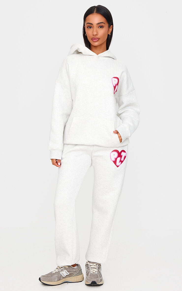 Petite Ash Grey Graphic Detail Cuffed Sweatpants image 1