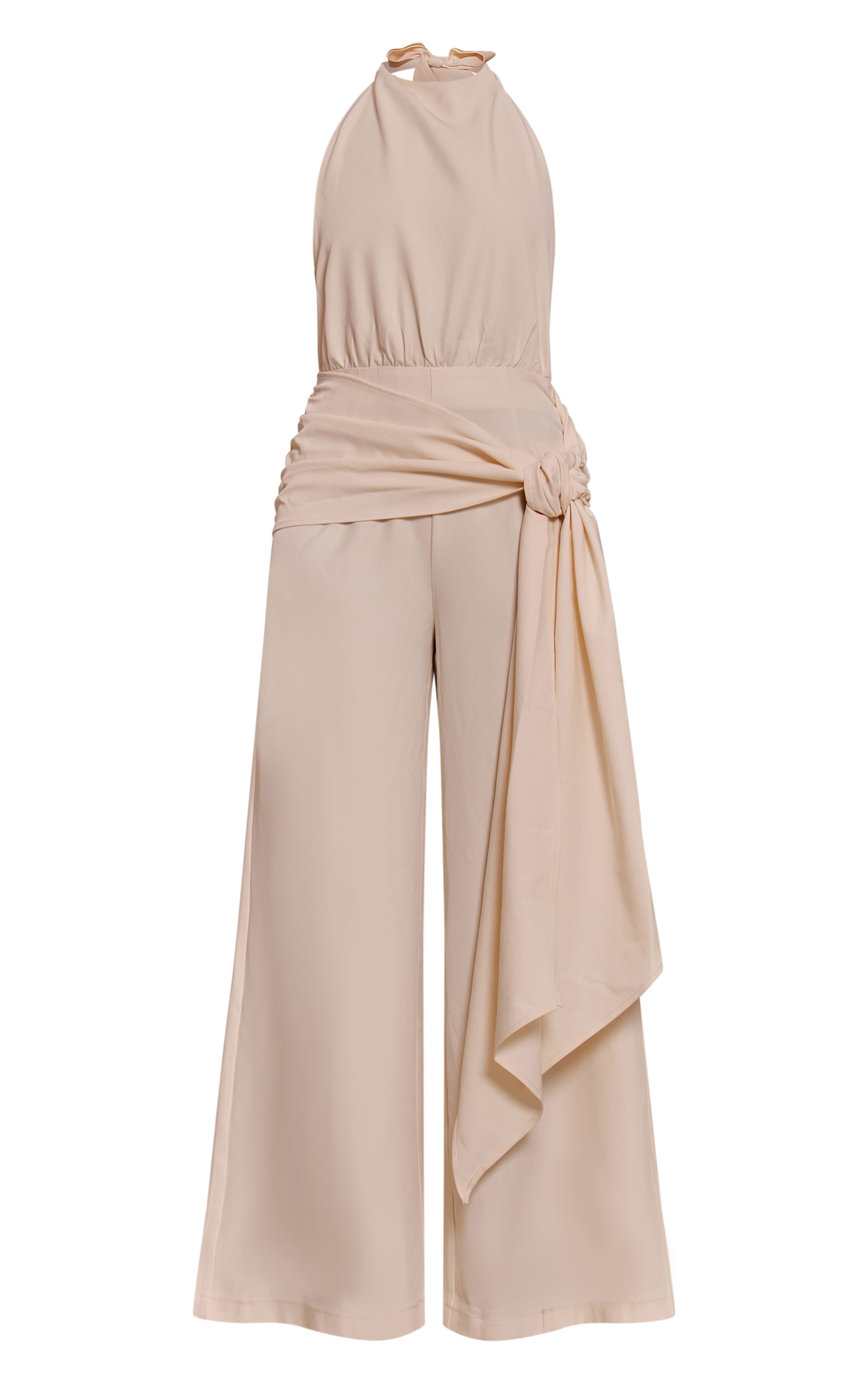 Buttercream Woven Halterneck Wrap Detail Wide Leg Jumpsuit image 5