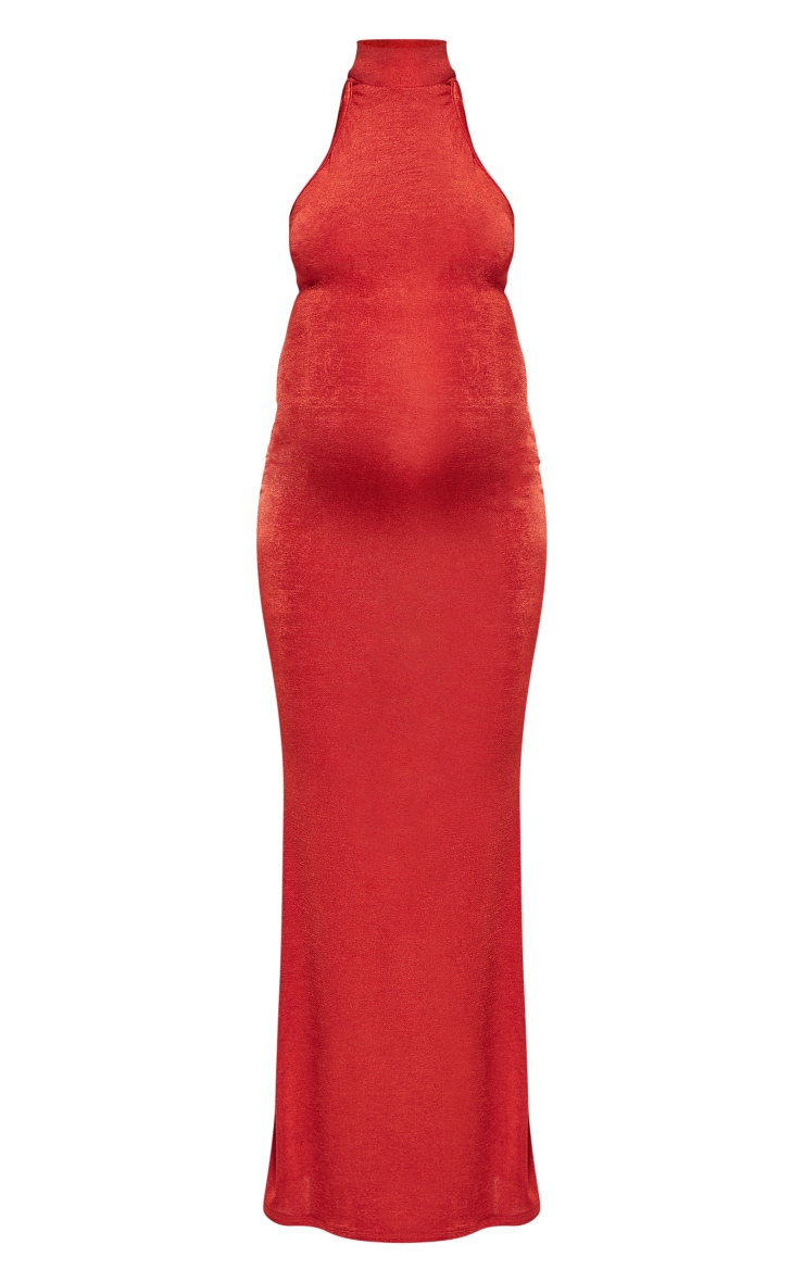 Maternity Rust High Neck Sleeveless Maxi Dress PrettyLittleThing AUS