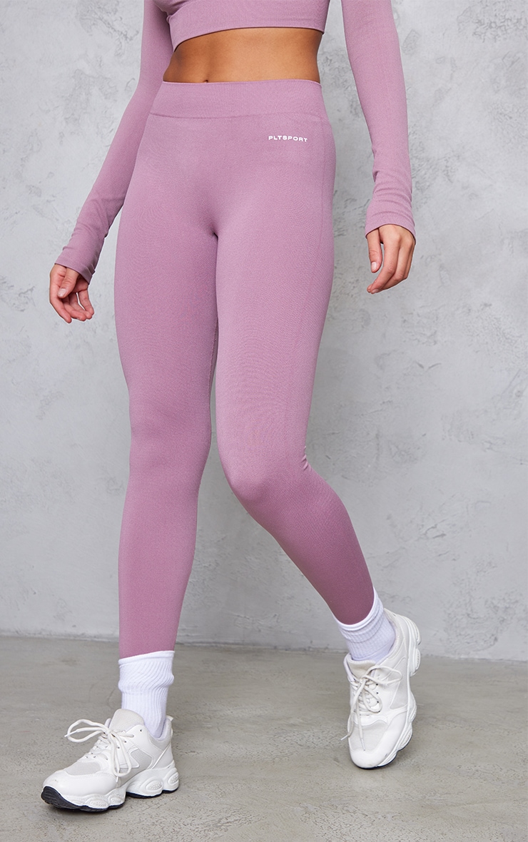 PRETTYLITTLETHING Mauve Sport Basic Seamless Leggings image 2