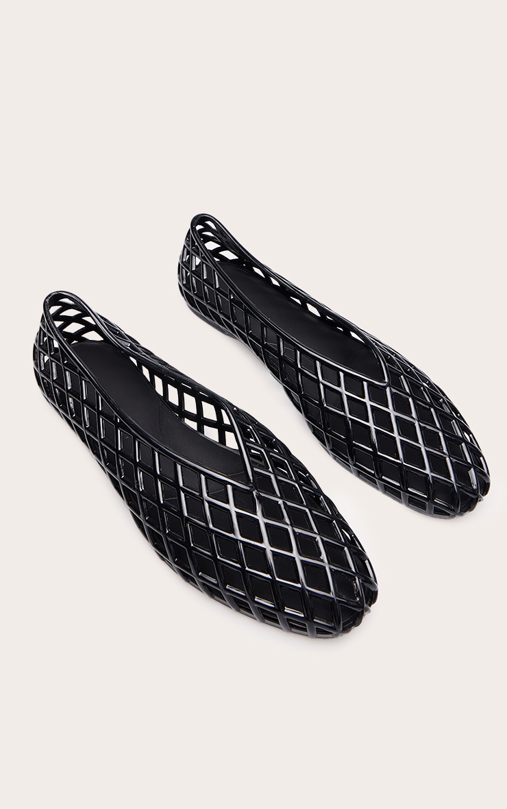 Black Jelly Point Toe Weave Ballet Flat image 3