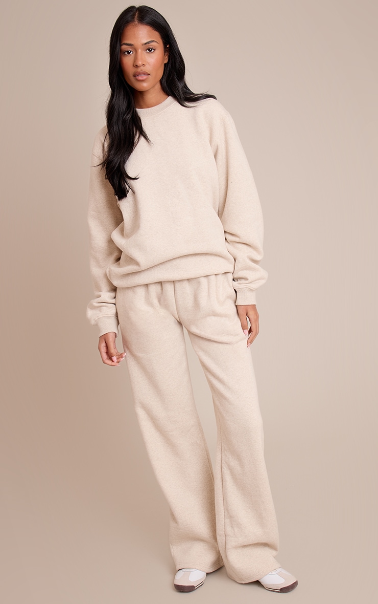 Tall Oatmeal Marl Oversized Crew Sweatshirt image 3
