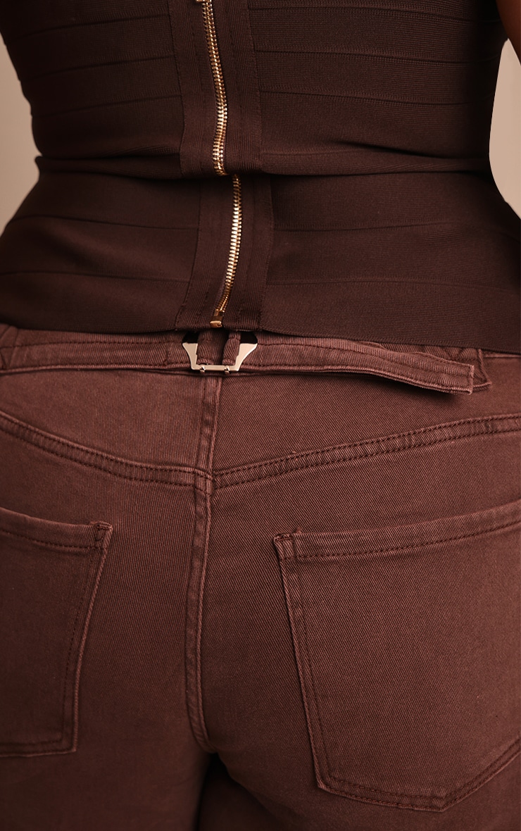 Plus Washed Brown Adjustable Waistband Detail Jean image 4