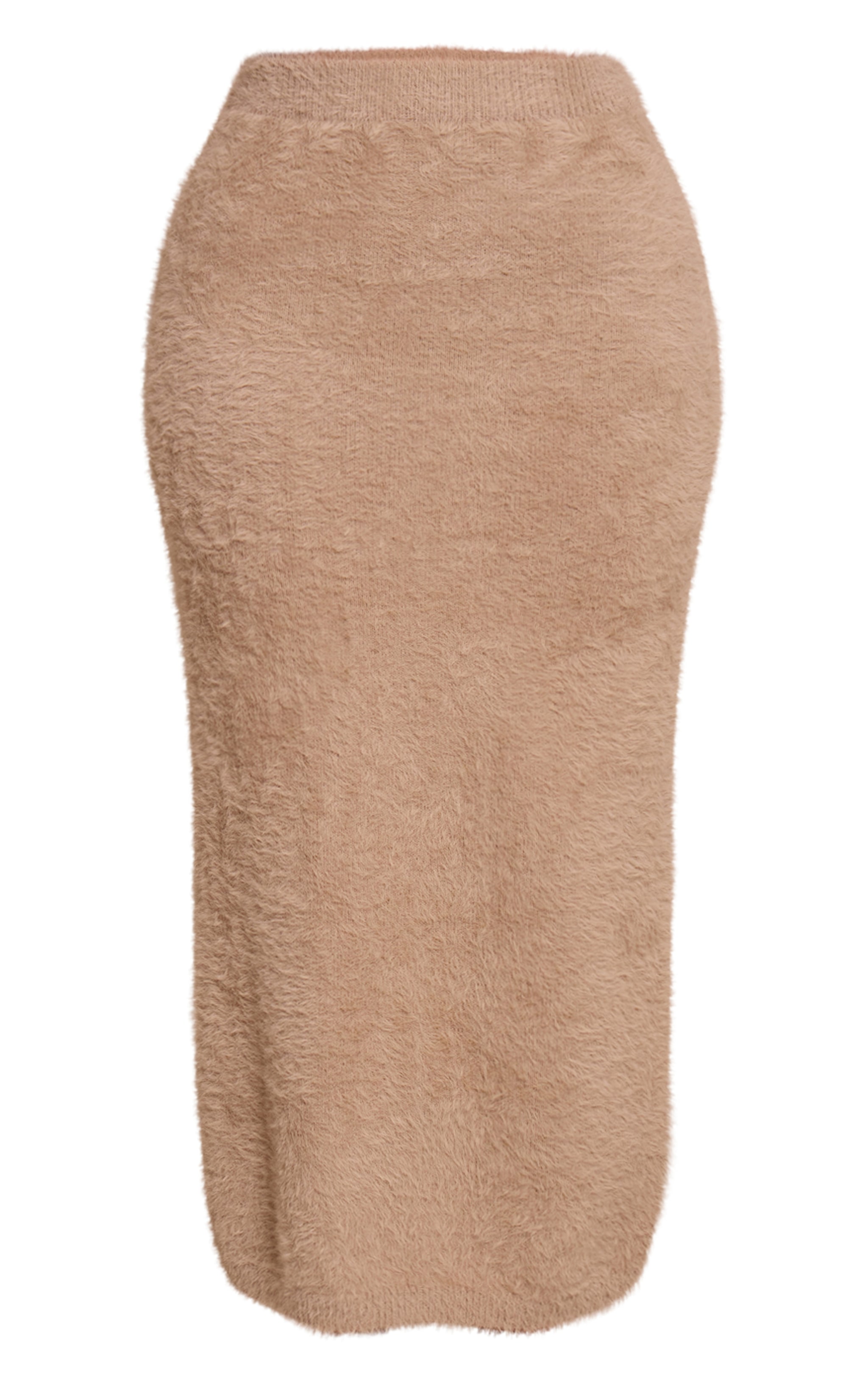 Petite Beige Fluffy Knit Low Waist Maxi Skirt image 5